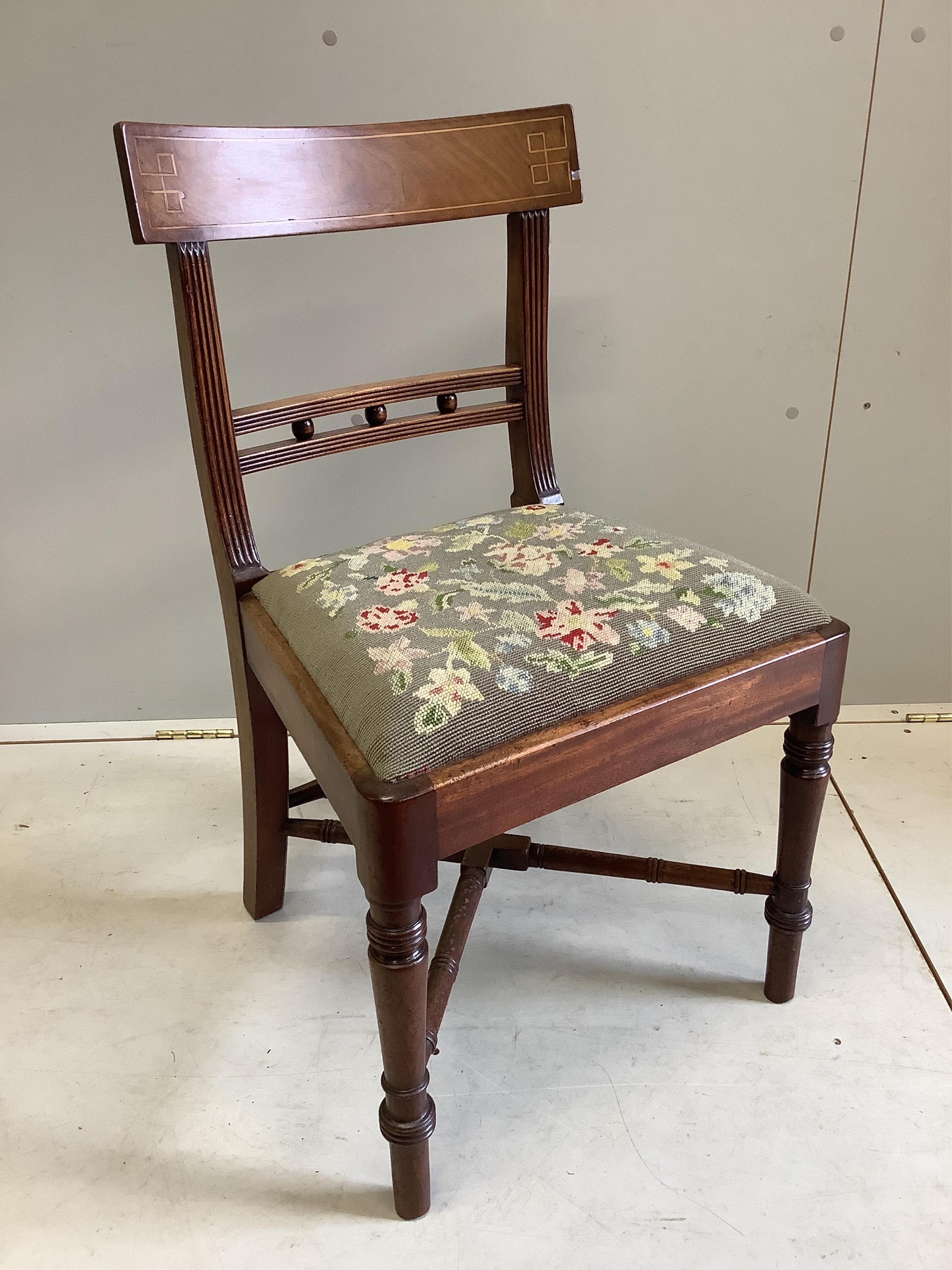 A set of nine Regency mahogany single dining chairs. Condition - fair